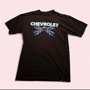 Brixton Black Tee with Blue and Purple Flame Graphic